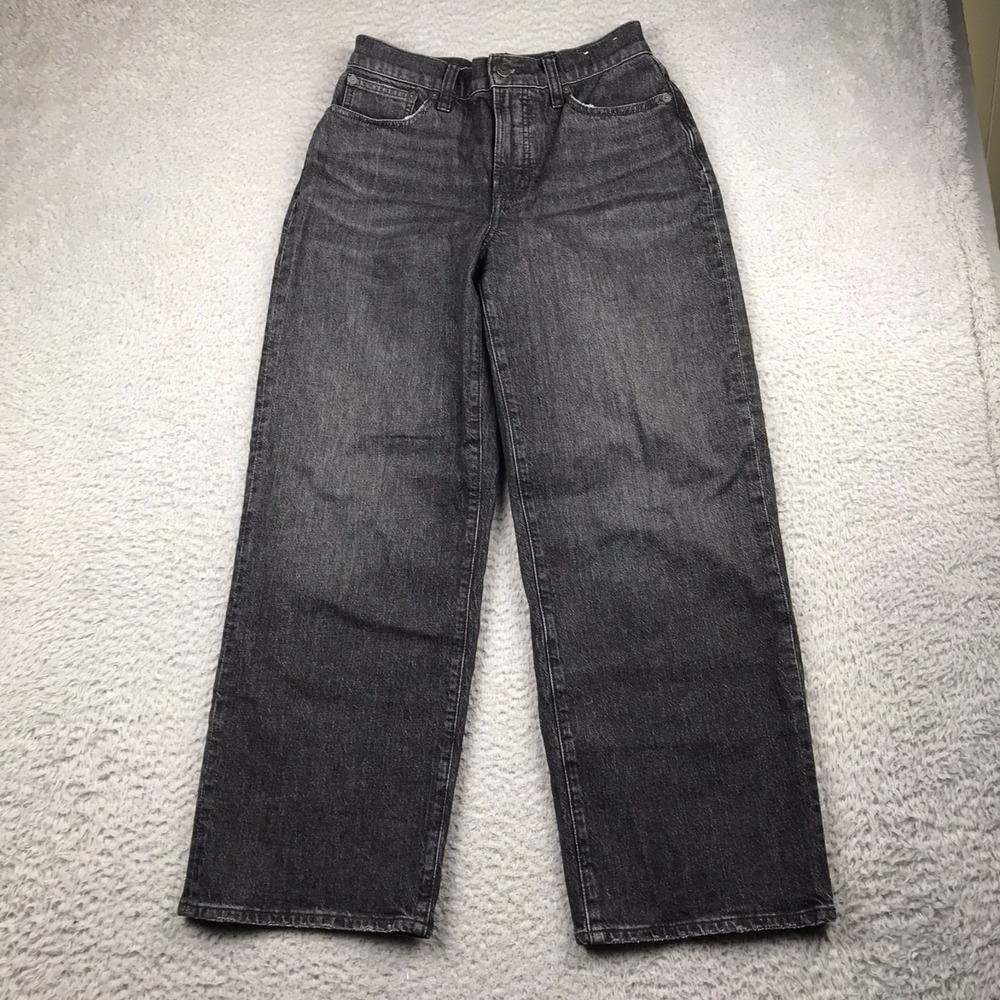 Madewell Perfect Vintage Wide Leg Jeans Womens 26 (29x26.5) Black Cropped Denim